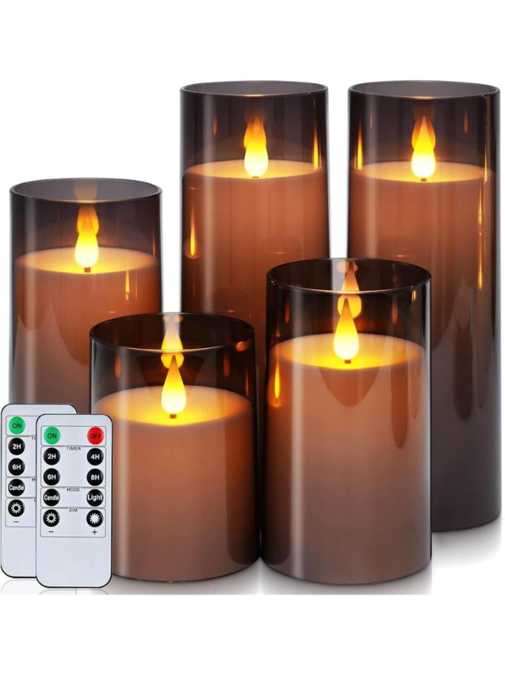Homemory Gray Flickering Flameless Candles,
